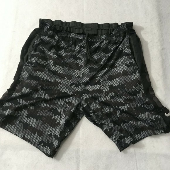 #85 Nike Dri Fit Running Walking Exercise Black Athletic Shorts Men's Size L - Picture 1 of 9